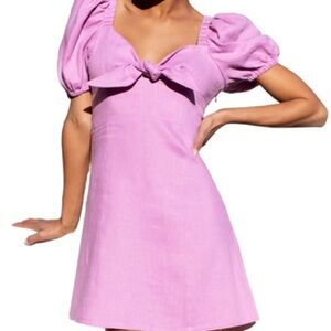 NEW Emerson Fry Amy linen puff sleeve dress lavender